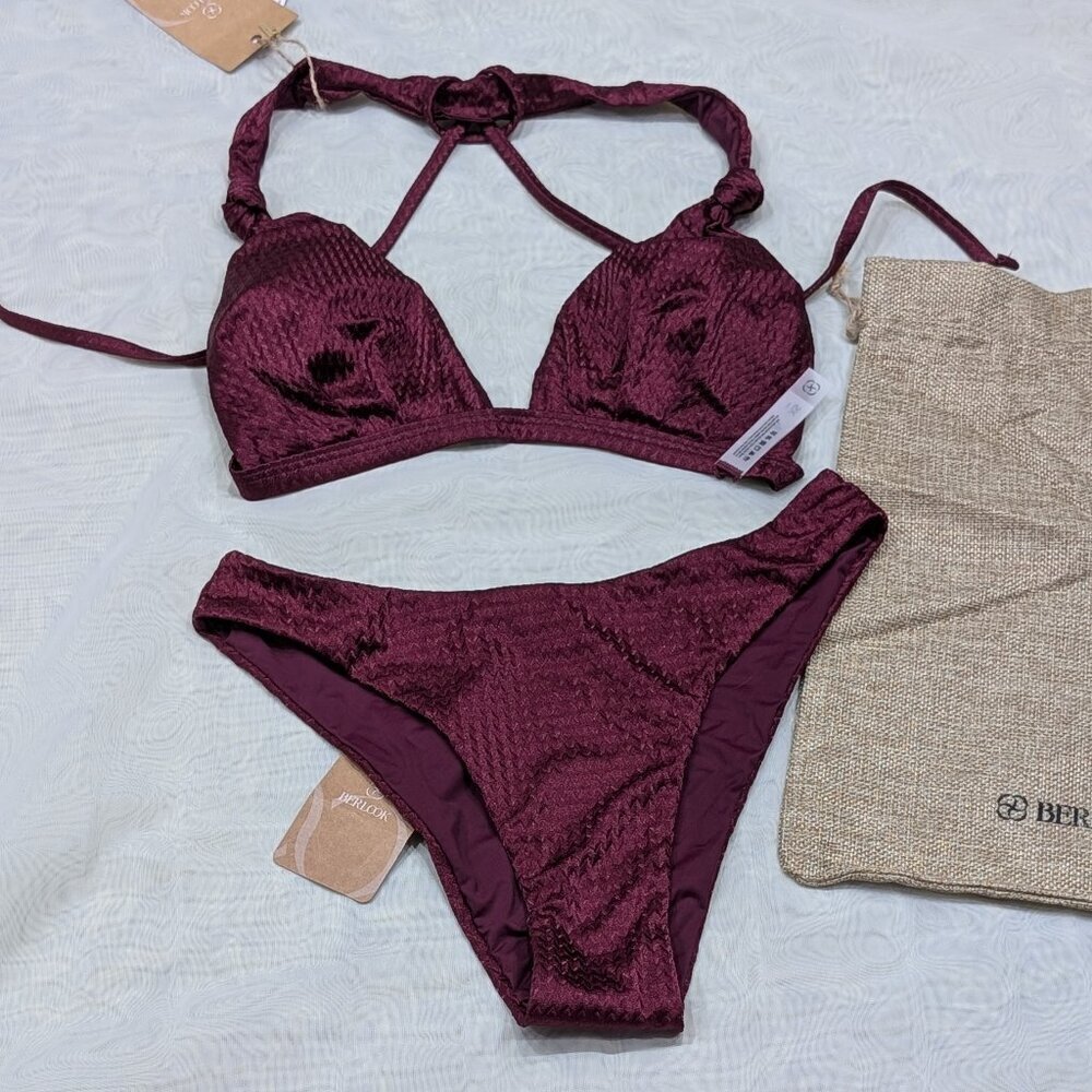 Berlook / new with tags / XS / Burgundy Jacquard Knot Bikini